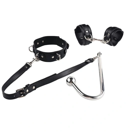 5334 Elegant and Cuffs Anal Hook Beaded with Collar 1001